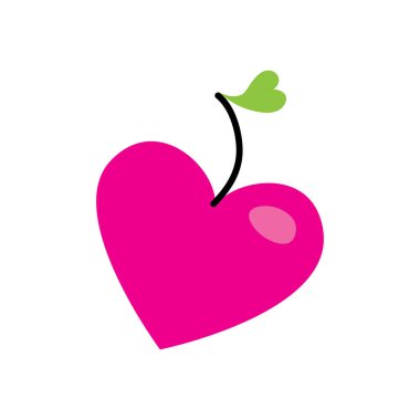 Yaprak ikonu vektör illüstrasyon tasarımı olan kalp