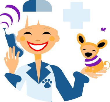 Köpekli veteriner doktor.