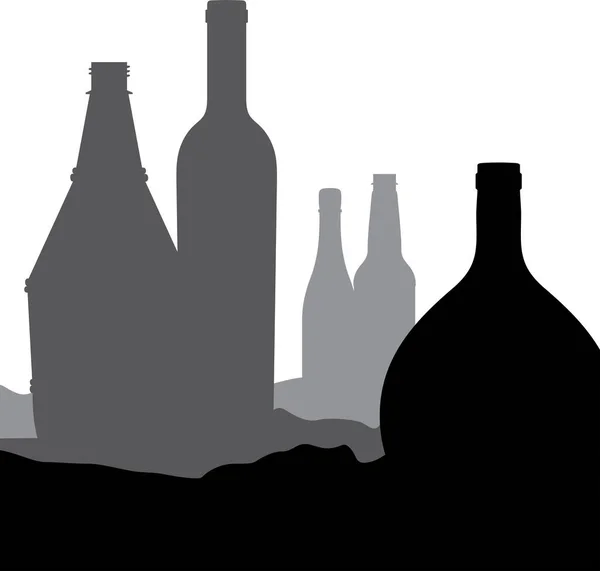 Vektor Silhouette Von Flaschen Auf Weißem Hintergrund — Stockvektor