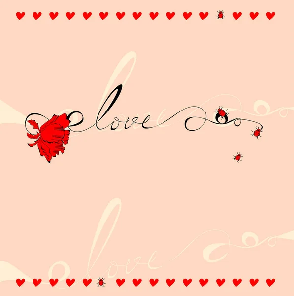 Kärlek Kort Med Hjärtan — Stock vektor