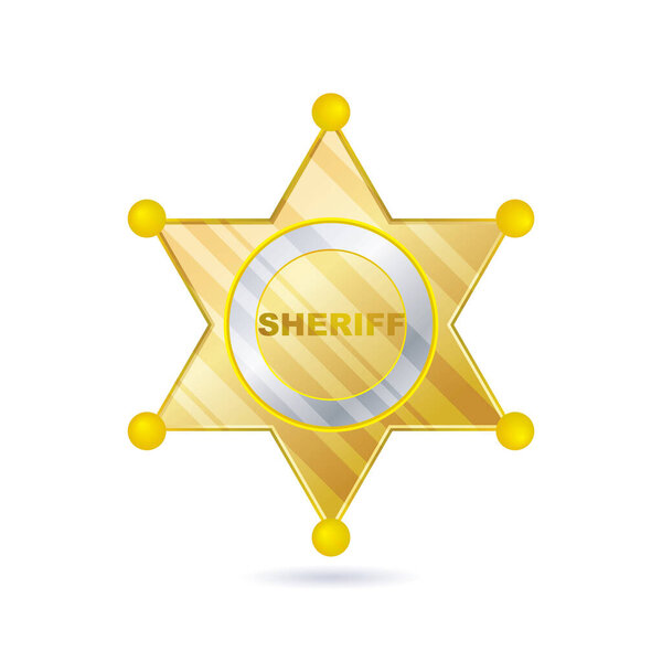 sheriff badge icon, cartoon style
