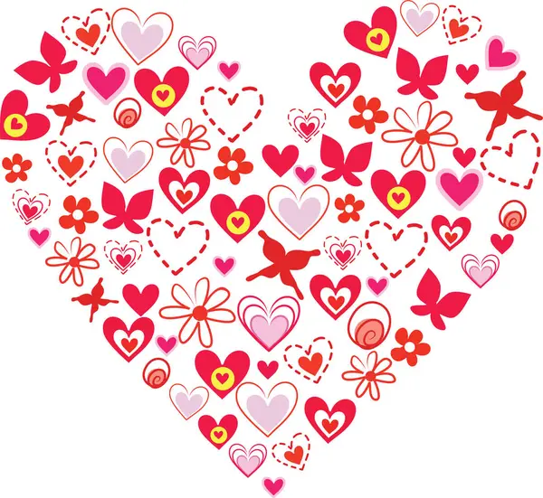 Καρδιά Φτιαγμένη Από Πεταλούδες Και Καρδιές — Διανυσματικό Αρχείο