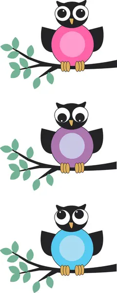 かわいい漫画の鳥フクロウ — ストックベクタ