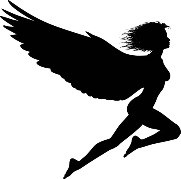 Σιλουέτα Άγγελος Και Φτερά — Διανυσματικό Αρχείο