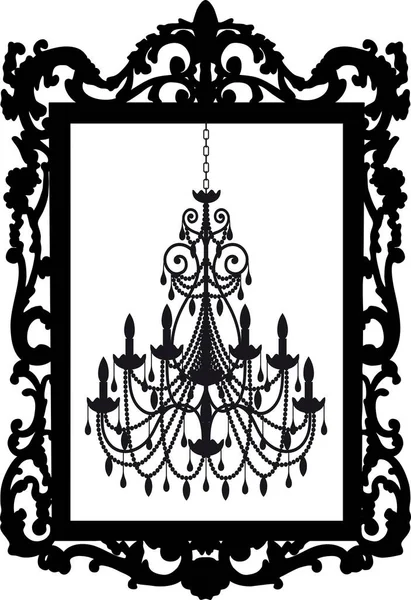 Lámpara Araña Vintage Silueta Negra Ilustración Vectorial — Vector de stock