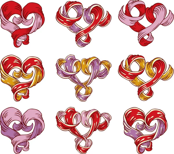 Валентинские Сердца Набор Элементов Векторного Дизайна — стоковый вектор