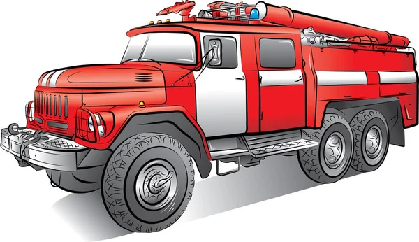 Feuerwehrauto Auf Weißem Hintergrund Vektor Illustration — Stockvektor