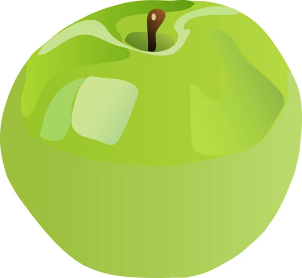 Grüner Apfel Auf Weißem Hintergrund Vektorillustration — Stockvektor