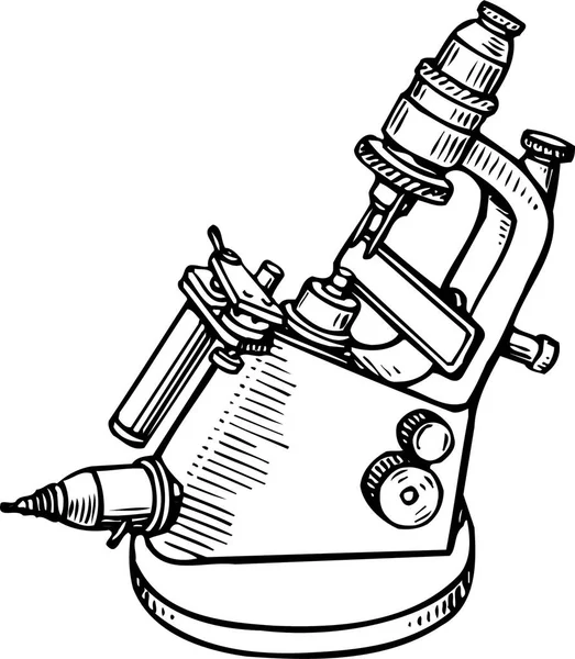 Microscópio Vintage Isolado Branco Ilustração Vetorial —  Vetores de Stock