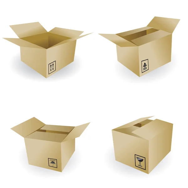 Conjunto Cajas Cartón — Vector de stock