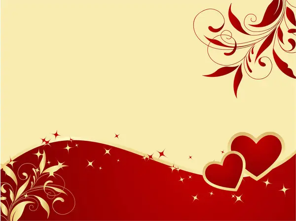 Piros Virág Háttér Szívvel — Stock Vector