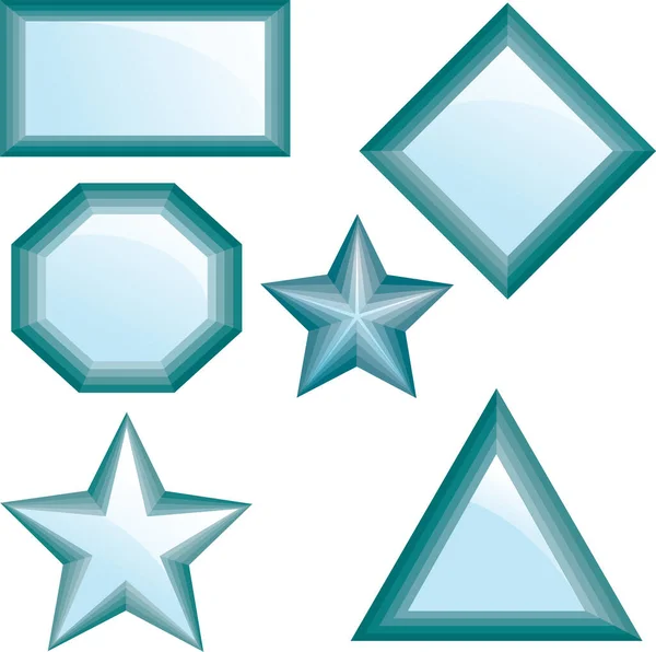 Set Blauer Symbole Mit Sternen Und Formen — Stockvektor