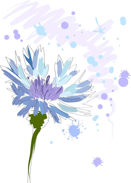 Magnifique Bleuet Sur Fond Clair — Image vectorielle