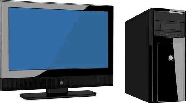 Computer Monitor White Background — Stock Vector