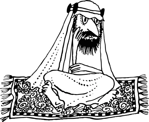 Άραβας Καρτούν Κασκόλ Και Μούσι Εικονογράφηση Διανύσματος — Διανυσματικό Αρχείο