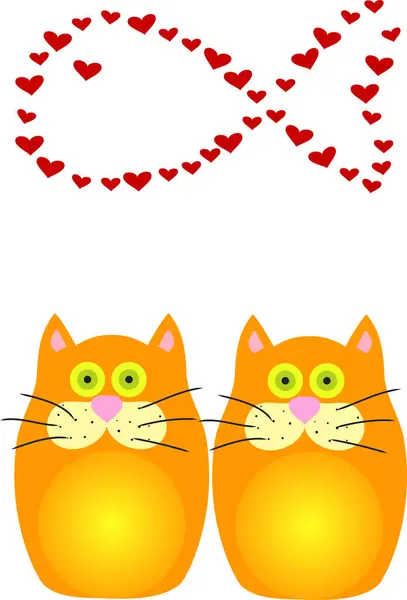 Γάτες Ερωτευμένες Αγάπη Ημέρα Του Αγίου Βαλεντίνου — Διανυσματικό Αρχείο