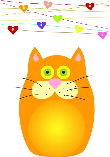 Ilustración Gato Con Corazón Vector — Vector de stock
