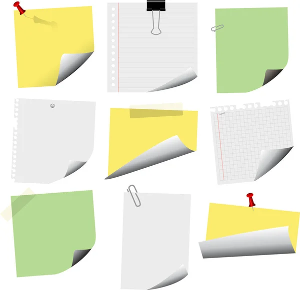 Illustration Vectorielle Des Notes Papier — Image vectorielle
