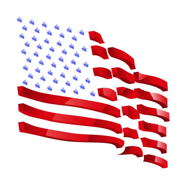 Usa Flagge Vektorabbildung Auf Weißem Hintergrund — Stockvektor
