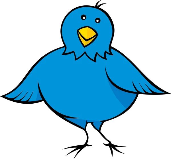 Mignon Oiseau Bleu Dessin Animé Personnage Vectoriel Illustration — Image vectorielle
