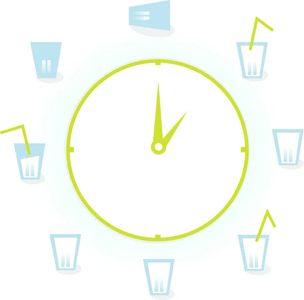 Illustration Vectorielle Verre Eau Une Horloge — Image vectorielle
