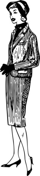 векторный эскиз винтажной женщины 
