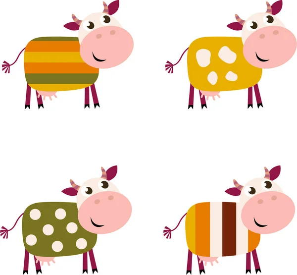 Διανυσματική Απεικόνιση Των Χαριτωμένων Αγελάδα Ζώων Κινούμενα Σχέδια — Διανυσματικό Αρχείο
