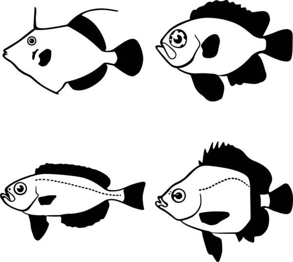 一套卡通鱼的矢量图解 — 图库矢量图片