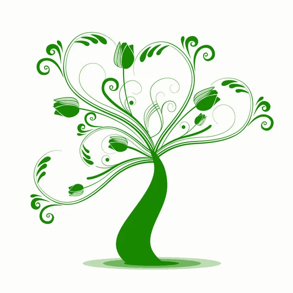 Vektorblumenbaum Isoliert Auf Weiß — Stockvektor