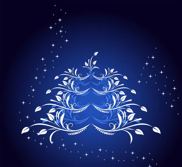 Vecteur Noël Fond Salutation Avec Arbre Noël Flocons Neige Étoiles — Image vectorielle