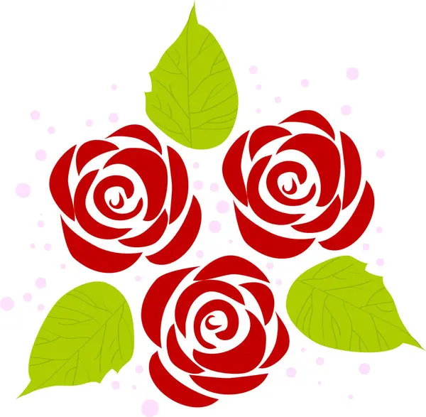 Rote Rosen Auf Weißem Hintergrund Vektorillustration — Stockvektor