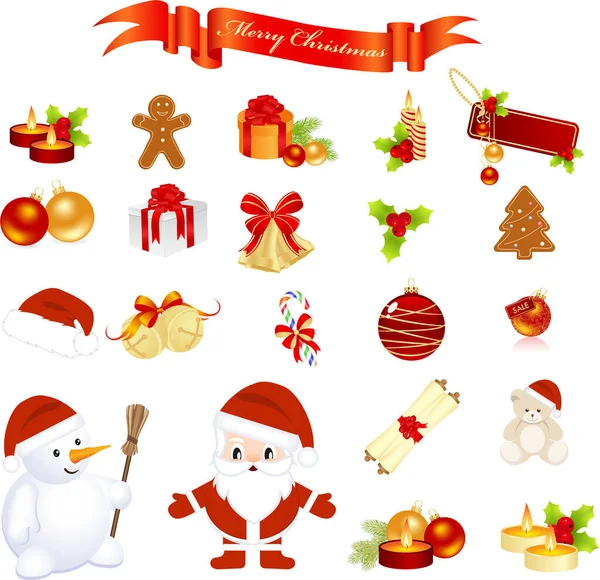 Christmas Icons Set Vector Illustration — Stock Vector