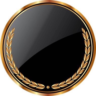 boş arkaplanı olan siyah ve altın düğme