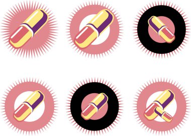 Değişik renkli hap ikonları, vektör basit tasarım 