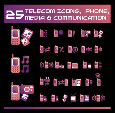 telekom simgeleri vektör illüstrasyonunu ayarla