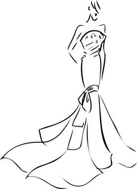 Gelinlik giymiş gelin beyaz arka planda