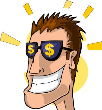 Dolarlık gözlüklü mutlu iş adamı