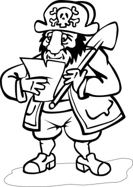Elinde kürek tutan bir korsanın vektör çizimi