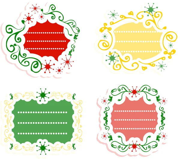 Vector Set Christmas Ornaments Labels — Stock Vector