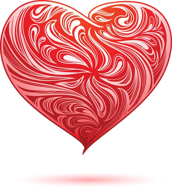 Corazón Rojo Sobre Fondo Blanco — Vector de stock