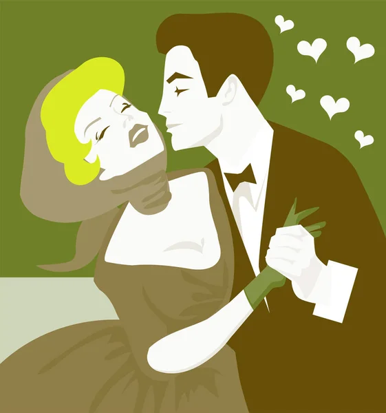 illustration of a man kissing woman, vector simple design
