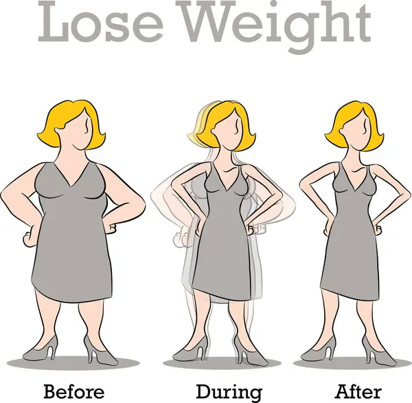 一个女人减肥的形象 — 图库矢量图片