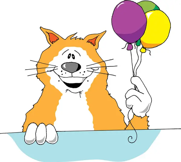 带彩色气球的猫的图解 — 图库矢量图片