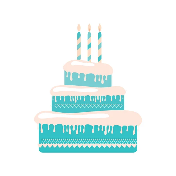 Cupcake Aniversário Com Velas Ilustração Vetorial — Vetor de Stock