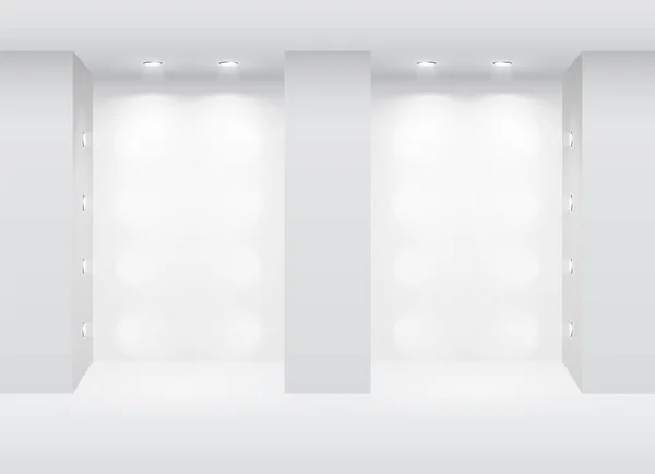 Prázdný Moderní Interiér Bílá Prázdná Místnost Oknem Lampami Vykreslování — Stockový vektor