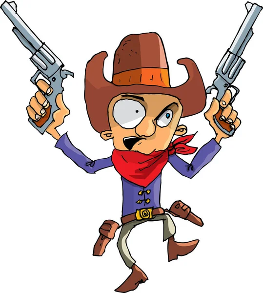 Zeichentrick Cowboy Mit Waffen Illustration — Stockvektor