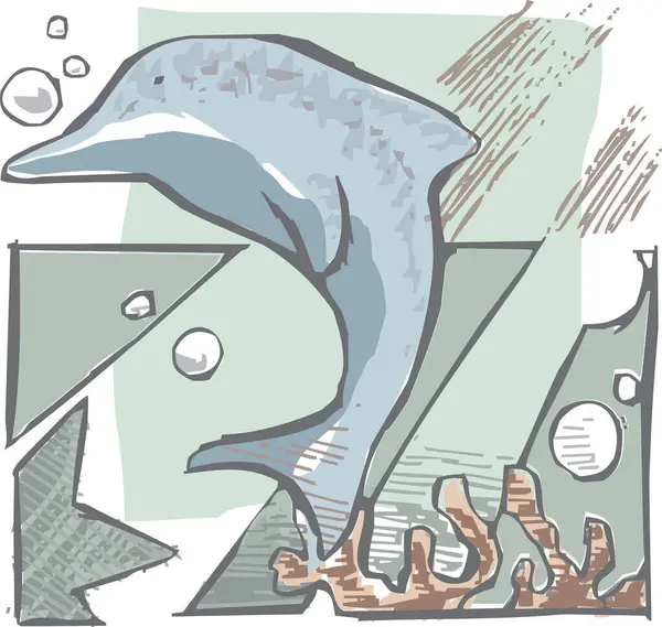 海の波に乗った魚 — ストックベクタ