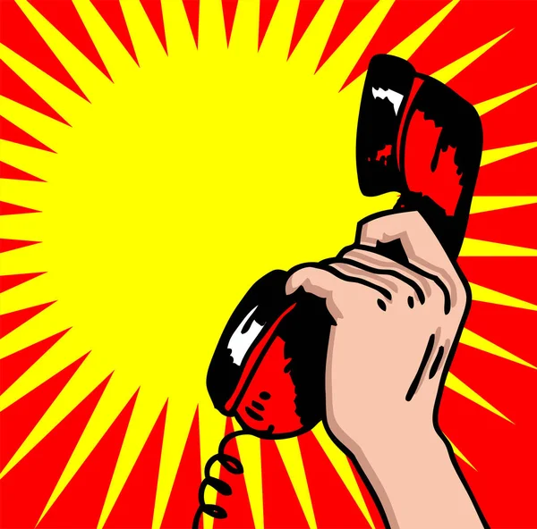 Retro Telefoon Mannenhand — Stockvector