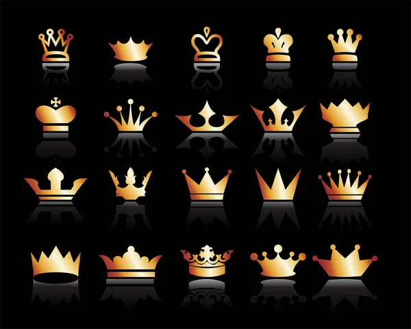 Conjunto Coronas Rey Ilustración Vectorial — Archivo Imágenes Vectoriales