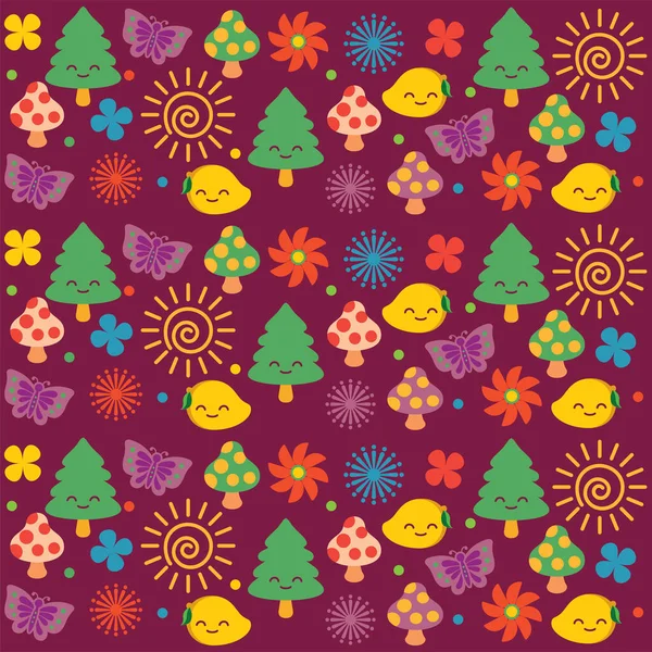 Seamless Pattern Christmas Tree Flowers — Stock Vector